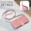 Miniatyrbillede 4 af 5: Tegnebog Lynlås Læder Telefon Etui Til iPhone 15 Pro Max (Pink)