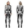 Miniatyrbillede 2 af 5: Nyt Halloween Skelet Kostume Til Børn Og Voksne, Behagelig Onesie Jumpsuit Hurtig (M Sort)
