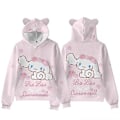 Miniatyrbillede 2 af 3: Damer Kawaii Cinnamoroll Tegneserie Anime Hoodies Kvinders Mode Trykt Sød Katteøre Hættetrøje Casual Jumper Tops Langærmet Trøjer (2XL C)