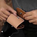 Miniatyrbillede 3 af 5: Foldbar Læder Bæltetaske Taljetaske Multipurpose Canvas Samletaske (Sort)