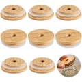 Miniatyrbild 1 av 5: 8-pack bambulock med halm för återanvändbara läckagesäkra burkar för 70 mm