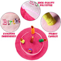 Miniatyrbillede 3 af 5: Pink Pludset Happy Birthday Kage Hat - Unisex Voksen Størrelse Fancy Dres