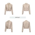 Miniatyrbilde 3 av 5: Løs cardigan-kåpe, avslappet jakke, moteriktig ribbestrikket, skinnjakke for kvinner (L Off-white)