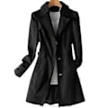Miniatyrbillede 1 af 5: Dame Single-breasted Trenchcoat Oversize Langærmet Frakke Med Lomme Gave Til Jul Fødselsdag Nytår (Sort 3XL)