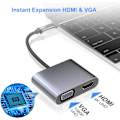 Miniatyrbild 2 av 5: USB C till VGA HDMI-adapter, typ C till VGA HDMI 4K UHD-konverter