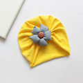 Miniatyrbild 2 av 5: Baby Toddler Hatt Söt Blomma Knyta Beanie Cap Huvudband Nyfödd Mjuk Solid Färg Bonnet Spädbarn Huvudbonader För 3-18 Månader Babygåvor (Gul och Grå)