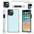 Miniatyrbillede 2 af 5: Case til iPhone 14 med Kæde PU Læder Datura Diamantgitter (Lyseblå)