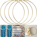 Miniatyrbild 1 av 5: Metallringar 30 cm 4 stycken Guld Drömfångare Macrame Ring för Dröm