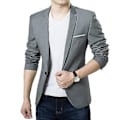 Miniatyrbillede 1 af 5: Fianao Herre Slank Formel Business Suit Jakke En Knap Lapel Langærmet Lommer Top (XL Grå)