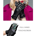 Miniatyrbillede 3 af 5: Vinterhandsker PU Dame Touch Screen Varme Fleece Foret Faux L