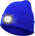 Blå hatt med belysning, stickad mössa med LED-lampa framtill