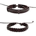 Miniatyrbillede 4 af 5: 6-pak Herre Dame Brun Flettet Læderarmbånd Cuff Wrap Armbåndsæt Gave ( )