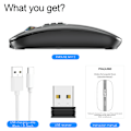 Miniatyrbillede 3 af 5: 10M Bluetooth Dual Mode 2.4G/BT5.1 Trådløs Lydløs Mus (Grå)