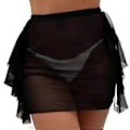 Miniatyrbillede 1 af 3: Sarong strandkjole til kvinder Sommer strandtøj Nederdele Ferie Badedragt Wrap Tørklæde Kort Strand Wrap Chiffon Cover Ups Sort S(S Sort)