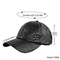Miniatyrbillede 4 af 5: Herre Baseball Cap i Kunstlæder med Krokodilleprint, Ensfarvet Hat med Justerbar Rem (Mørkeblå)