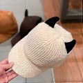 Miniatyrbild 2 av 5: Fashionabla Söta Horn Basebollkeps Stickad Basebollkeps Vilda Utomhussporter i Kallt Väder Utomhusaktiviteter Skidåkning Vandring Khaki(Khaki)