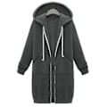 Miniatyrbillede 1 af 3: Afslappet Kvinders Lange Hoodies Sweatshirt Frakke Lynlås Yderbeklædning Hættejakke Yderbeklædning Toppe-b (L Mørkegrå)