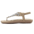Miniatyrbillede 2 af 5: Sommersandaler Rhinestone Boho Store Størrelse Dame Flade (EU 37 Abrikos)