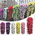 Miniatyrbild 4 av 5: Konstgjorda Hängande Blommor Färgglad Orkidébukett för Vägg, Falska Hängande Växter för Inomhus-/Utomhusdekoration, 50% Rabatt (Gul)