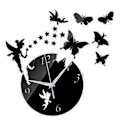 Miniatyrbild 4 av 5: Väggklocka Stickers DIY Akryl 3D Fjäril Väggklocka Spegel Tyst Stor Väggklocka Modern Design för Heminredning (Svart3)