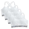 Miniatyrbillede 1 af 5: Pige Stretchy Bomuld Bralette 4 stk. Studenters Vest BH Fuld Kop Åndbar BH med Polstring Trænings Sports BH (hvid)