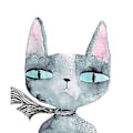 Miniatyrbillede 5 af 5: Wekity Ræv og Kat Væghængt Canvas Print Poster, Simpel Sød Akvarel Kunsttegning Dekoration til Hjemmet Stue Soveværelse Kontor og Børneværelse (Sæt