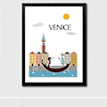 Miniatyrbillede 3 af 4: Wekity Minimalistisk Bylandskab 2 Væghængt Canvas Print Poster, Enkel Mode Akvarel Kunsttegning Dekoration til Hjemmet Stue Soveværelse Kontor og Chi