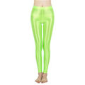 Pikkukuva 1 / 4: Naisten kiiltävät metallinhohtoiset joustavat leggingsit, ihonmyötäiset housut, kuntosali, jooga, tanssi, juoksu, pyöräily, urheilu (XL fluoresoiva vihreä)