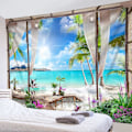 Miniatyrbild 2 av 5: Turkos havsstrand väggbonad tropisk ö väggbonad