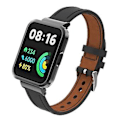 Miniatyrbillede 1 af 5: Læder Urrem Til Xiaomi Redmi Watch 2 (Sort)