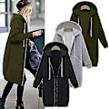 Miniatyrbillede 2 af 3: Afslappet Kvinders Lange Hoodies Sweatshirt Jakke Lynlås Yderbeklædning Hættejakke Yderbeklædning Toppe-b (S Blå)