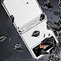 Pikkukuva 4 / 5: Suojakotelo Samsung Galaxy Z Flip 4:lle, kova PC+sileä nahkainen iskunkestävä suojus saranalla ja kynällä