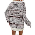 Miniatyrbild 2 av 4: Jul Dam Långärmad Rundhalsad Tröja Pullover Topp Vinter Ledig Lös Rundhalsad Ullklänning (XL Brun)