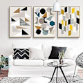 Miniatyrbillede 1 af 5: Wekity 3D Geometrisk Patchwork Væghængt Canvas Print Poster, Enkel Abstrakt Kunsttegning Dekoration til Hjemmet Stue Soveværelse Kontor og Børneværelse