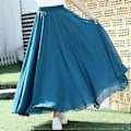 Miniatyrbilde 3 av 5: Vårskjørt Lagdelt Chiffon Lange Skjørt For Kvinner Elegant Casual Høy Midje Boho Strand Maxi Skjørt Saias Femme(L vinrød)