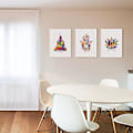 Miniatyrbillede 2 af 5: Wekity Buddha, Lotus og Mudra Væghængt Canvas Print Poster, Enkel Mode Akvarel Kunsttegning Dekoration til Hjemmet Stue Soveværelse Kontor (Sæt af 3
