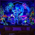 Miniatyrbild 2 av 5: Svartljus Astronaut Väggbonad UV-Reaktiv Växter Maneter Neon Galaxy Rymd Väggbonad För Rum W59h51