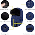 Miniatyrbilde 2 av 4: Putelue med vindtett maske - marineblå, unisex riderlue