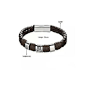 Miniatyrbillede 2 af 3: Armbånd læder mænd rustfrit stål armring biker punk smykker 21cm (Brun)