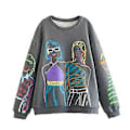 Miniatyrbillede 1 af 3: Afslappet sweatshirt med print til kvinder (M Grå)