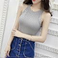 Miniatyrbilde 5 av 5: Damegenser for avslappet off-shoulder halter-hals topp for forretningsarbeid kontorbruk (Rosa)