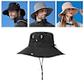 Miniatyrbild 4 av 5: Outdoor Sport Vandring Fiskehatt Solskydd Bredbrättad Vattentät Andningsbar Solhatt Dragsko Bucket Hatt Rosa (Rosa)