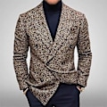 Miniatyrbilde 3 av 5: Herreblazer, Smal Passform, Nedfellt Krage, Ensfarget, Streetwear, Høst/Vinter, Britisk Stil, Knapper, Dressjakke, Frakk til Kontoret (L Grå)