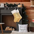 Miniatyrbillede 5 af 5: Pailletter Plys Julesokker med Snor Bærbare Julegaveposer Juledekoration til Pejs og Juletræsdekoration