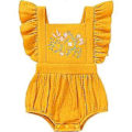 Miniatyrbillede 1 af 5: KATEA Spædbarn Pige Rufflet Ærmeløs Romper Casual Sommer Jumpsuit Bomuld Linned Tøj