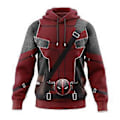 Miniatyrbilde 1 av 2: Deadpool & Wolverine 3D-trykte hettegensere Hettegenser for menn Hetteskjorte Genseren Halloween Cosplay Kostymer (3XL Rød)