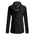 Miniatyrbillede 1 af 3: Mænds Trenchcoat Dobbeltbrystet Yderbeklædning Vinterjakke Formel Frakke (2XL Sort)