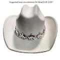 Miniatyrbillede 2 af 5: Cowboyhat til voksne med ørnespænde til kvinder, western cowboyhat, modelshow, cowboyhat, filthat, hat til voksne mænd, sort (sort)