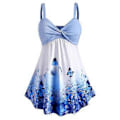 Miniatyrbillede 1 af 4: Kjole Badedragt Sommerfugl Print Tank Top til Kvinder Plus Size (L Blå)