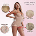 Miniatyrbillede 3 af 5: Dame Shapewear Bodysuits Tummy Tuck Bodysuit Med Bra Støtte Dyb V Shapewear Bodysuit Korset (2XL Hud)